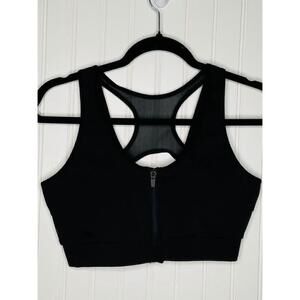 Women's Adrienne Vittadini Black zipper front Sports Bra Size L